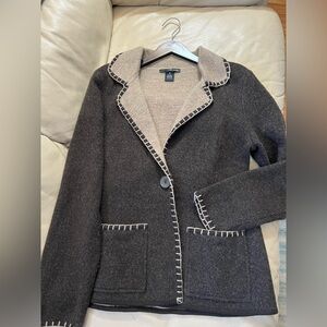 Vintage Willi Smith 93%Wool Blend One Button Blazer  Size M Brown Beige Pockets